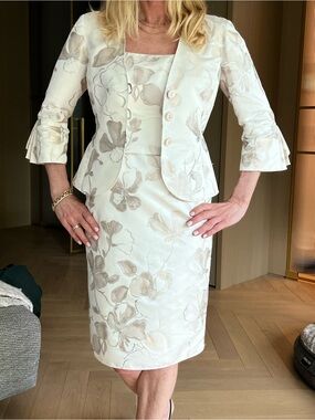 Armani Collezioni Cream Floral Dress and matching Jacket